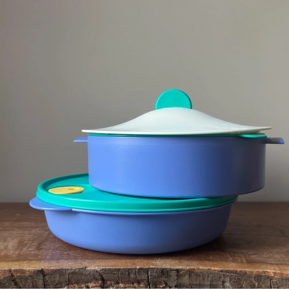 Vintage Tupperware Microsteamer 3 Piece Steamer Rice Cooker Memphis Design Style